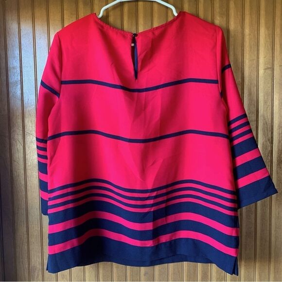 St. Tropez West Red & Black Blouse Women Medium - Picture 8 of 8